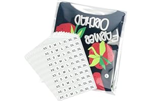 PigPotParty 10" x 13" Clear Plastic T-Shirt Bags with Clothing Size Stickers, 100 Pcs Cellophane Shirt Sleeves Packaging Bags for Small Business, Thick, Self-adhesive & Resealable