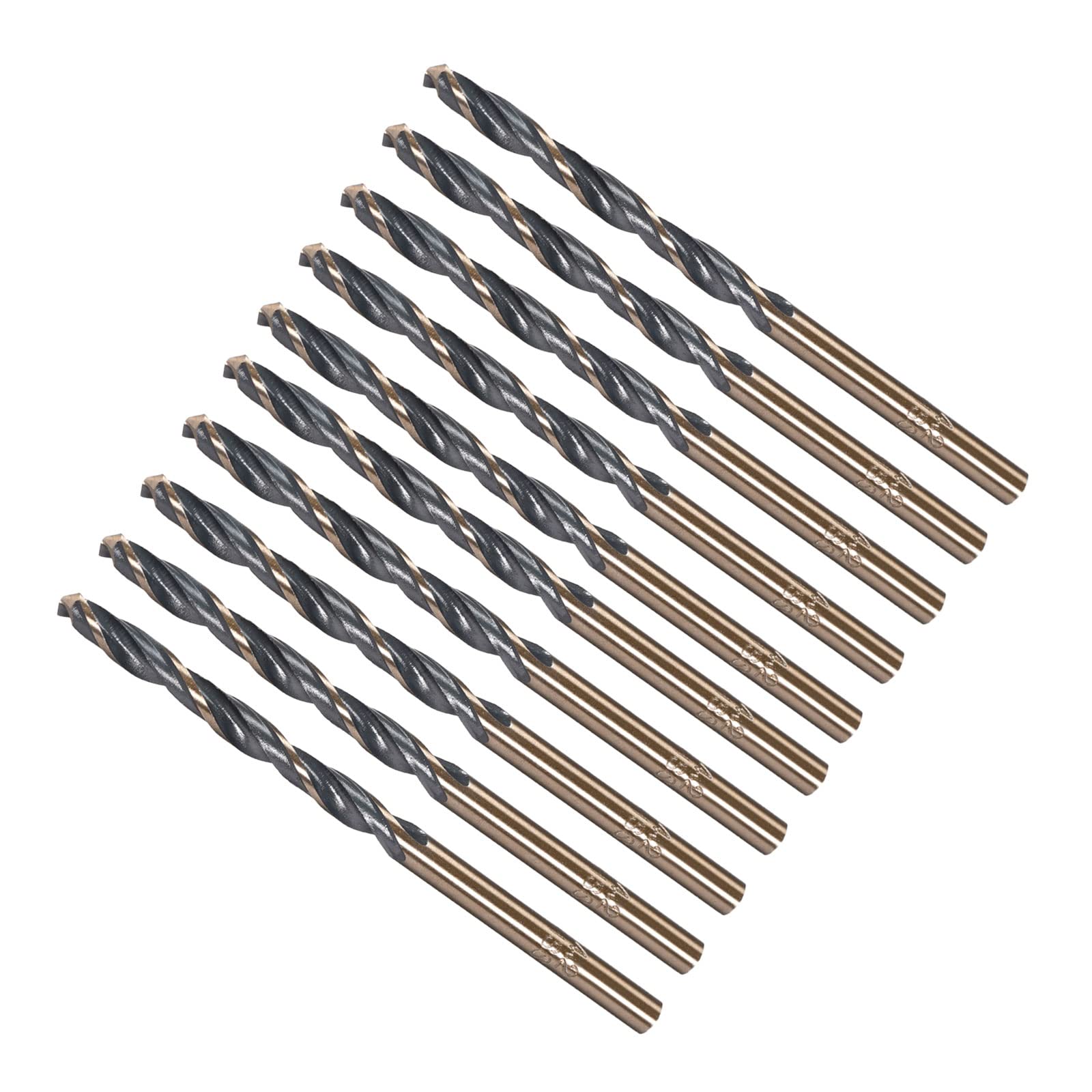 CoCud Twist Drill Bits, 4.2mm Cutting Edge, Titanium & Nitride Coated High Speed Steel 4341 Round Shank - (Applications: for Stainless Steel Drilling Machine), 10-Pieces