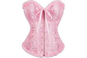 COSWE Lace Up Corsets for Women, Sexy Corset Lingerie for Women,Front Zipper Corset Top for Women