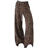 Floerns Women's Plus Size Cheetah Drawstring Waist Straight Leg Sweat Pants Athletic Sweatpants