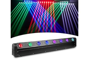 DJXFLI 8 Eye LED Bar Beam Moving Head Light - Stage Light 8x12W Strobe Beam Like Spider RGBW 4IN1 DMX 512 & Sound Activated 180° Tilt DJ Lighting DJ Lighting for Theater KTV Club Ball Disco Event