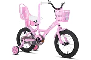 KEANO Zinnia Kids Bike for Girls Ages 3-10 Years, 14 16 20 Inch Girls' Bikes with Doll Seat, Streamers and Basket, Children Bicycles