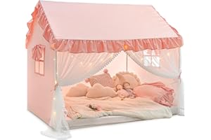 Avrsol Twin Size Bed Tents Canopy - Large Sleeping Tents Indoor for Privacy Space, Portable Big Space Floor Bed Tents for Kids/Adult (Pink)
