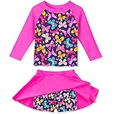 Idgreatim Girls Swimsuit Rash Guard Set Long Sleeve Two Piece Bathing Suit 3-10 Years