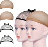 URAQT 4 Pack Wig Caps Nylon Hair Caps Neutral Nude Black for Women Men