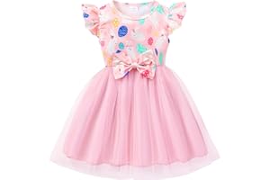GOTHLETIC Little Girls Tulle Tutu Dress - Toddler Kids Flutter Sleeve Princess Sundress Casual Summer Outfit Clothes for 2-7Y