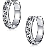 Viking Hoop Earrings 925 Sterling Sliver viking Earring Jewelry Religion Presents For Men Women