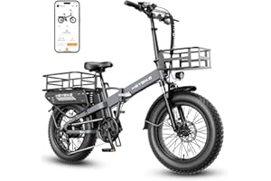 Heybike Mars 2.0 Electric Bike for Adults with 600Wh Removable Battery,Peak 1200W Motor,and 28MPH Top Speed, UL Certificated Folding Electric Bicycle with 20"×4" Fat Tire and Full Suspension