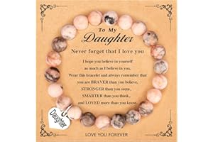 Gybver Natural Stone Bracelet as Christmas Gifts for Women, Inspirational Encouragement Gifts for Women, Heart Bracelets as Birthday Gifts for Teen Girls with Message Card
