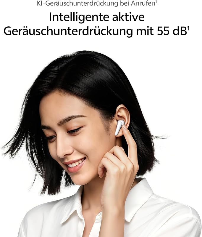 Buds Pro Kabellose Ohrhörer, Adaptive KI-Geräuschunterdrückung mit 55 dB, 55 Stunden Akkulaufzeit, Räumlicher Klang, Duale Verbindung mit BT 6.1, Wasserdicht nach IP54, 4,3 g, Schwarz