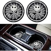 2PCS Nightmare Before Christmas Jack Skellington Car Cup Holders Coasters,Black Silicone Anti-Slip Car Coasters,2.75 Inch