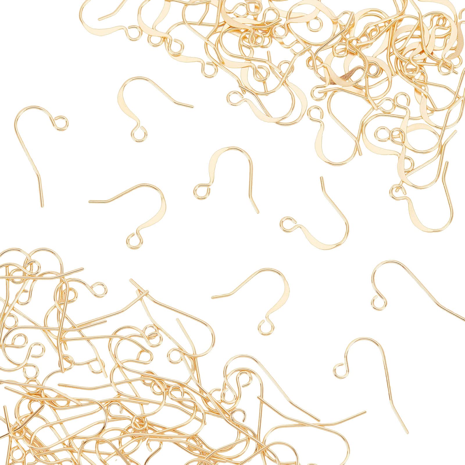 PH PandaHall Earring Hooks, 50 Pairs 2 Styles Real 18K Gold Plated Brass French Earring Hooks with Loop Ear Wires Dangle Earring Findings for DIY Jewellery Making Unisex, Length 0.8 Inch