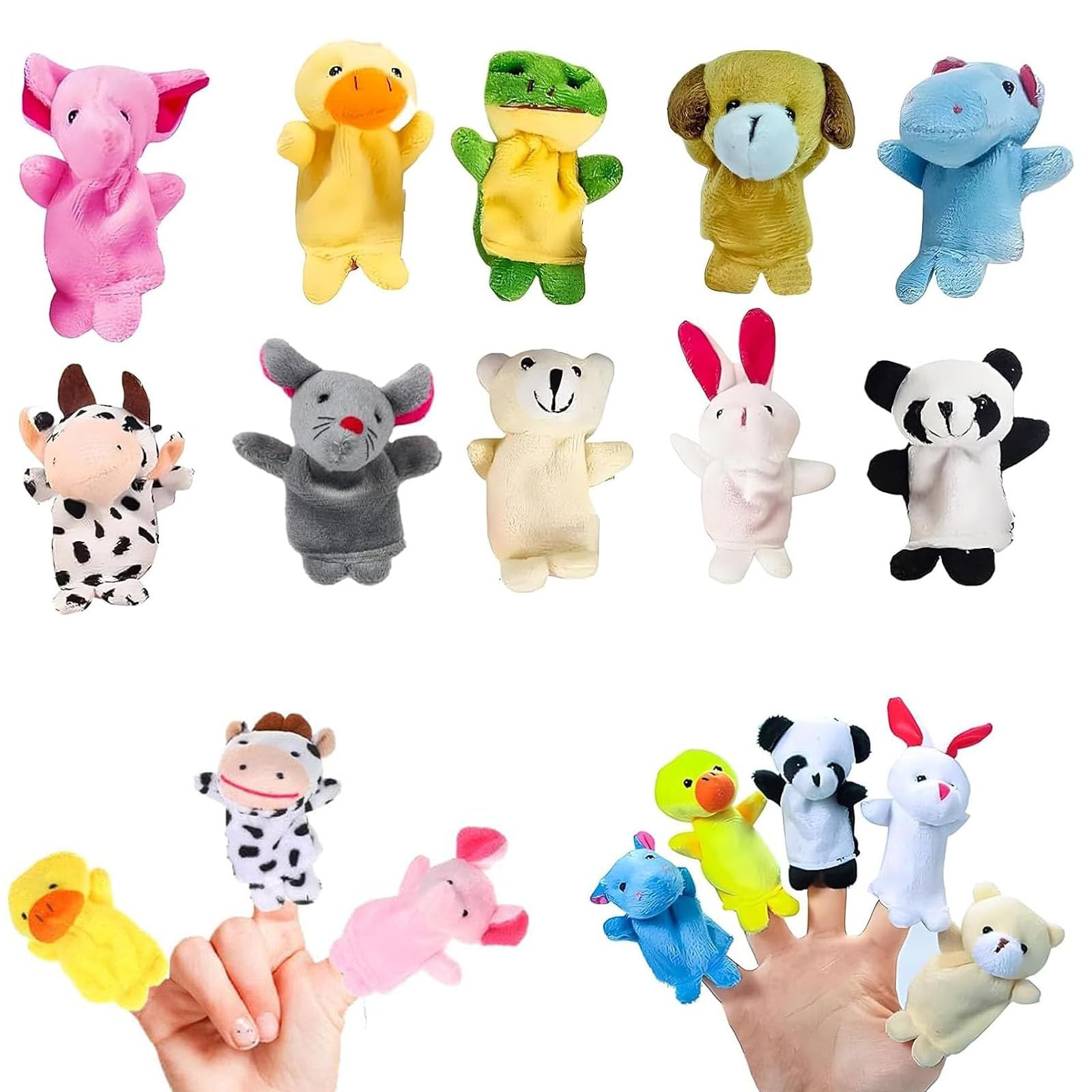 aqlbhz 10 Mini Finger Puppets Assortment for crianças & Meninas: Animal, Hand, Plush Figures for Heute unde School Party Supplies Gift