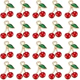 SUNNYCLUE 1 Box 60Pcs Red Cherry Charm Enamel Fruit Charms Bulk Golden Metal Alloy Fruits Food Cherries Mini Dangle Charm for Jewelry Making Charms Bracelets Necklace Earring DIY Crafts Accessories