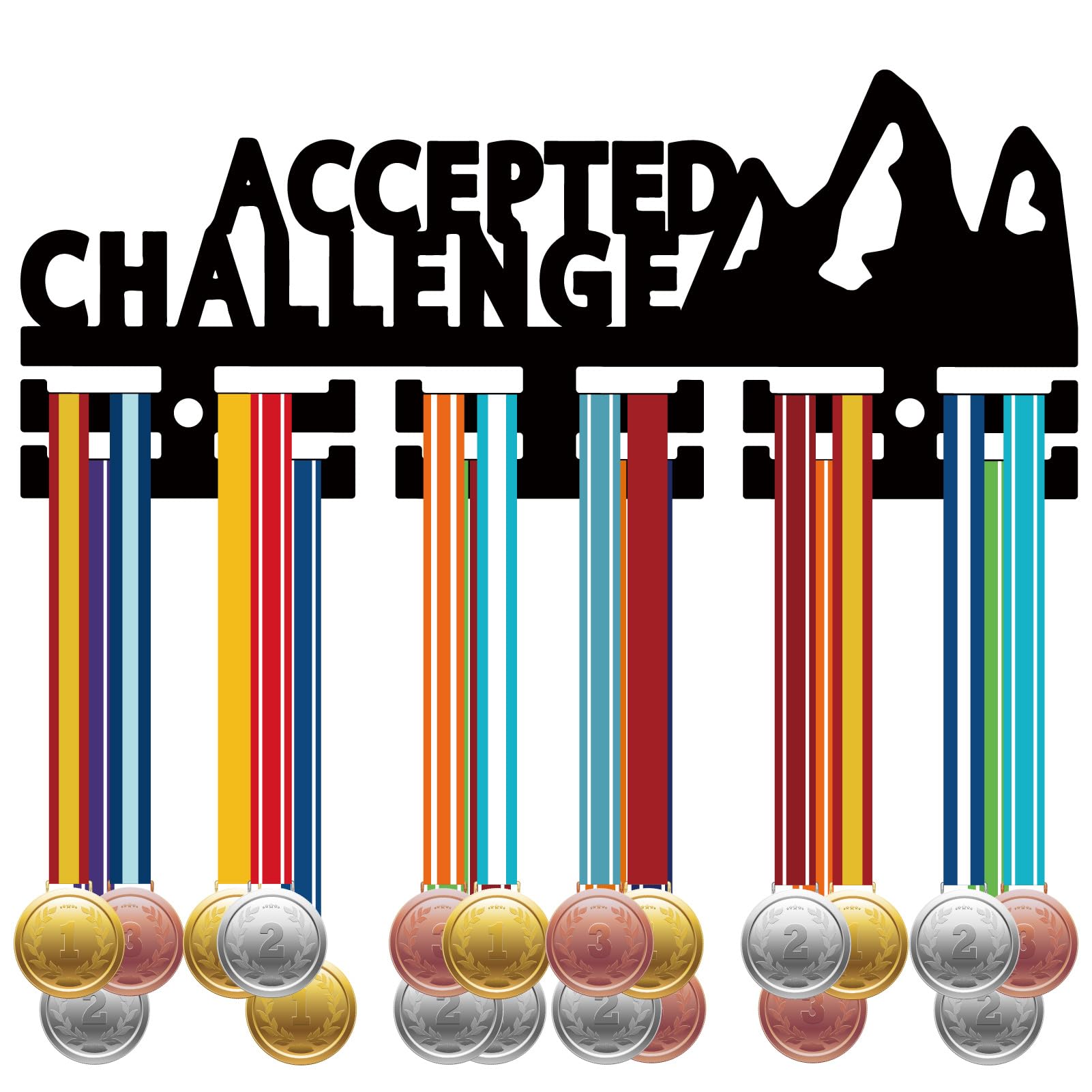 CREATCABIN Climbing Mountain Medal Holder Display Acrylic Medal Hanger Sport Medal holder Hooks Badge Ribbon Race Medal Exhibition Rack Wall Mount for Outdoor Rock Climbing Competition 11.4x4.7in