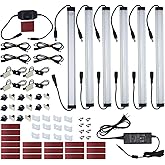 Under Cabinet LED Lighting Kit Plug in or Hardwired, 6 pcs 12 Inches Light Strips, 2000 Lumen, Super Bright, for Kitchen Counter, Closet, Shelf Lights, 31W, Warm White (6 Bars)