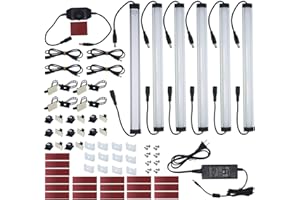 LITEVER Under Cabinet LED Lighting Kit Plug in or Hardwired, 6 pcs 12 Inches Light Strips, 2000 Lumen, Super Bright, for Kitchen Counter, Closet, Shelf Lights, 31W, Warm White (6 Bars)