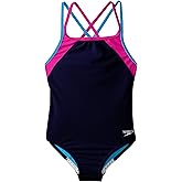 Speedo Girl's Swimsuit One Piece Solid Cross Back Multi Straps