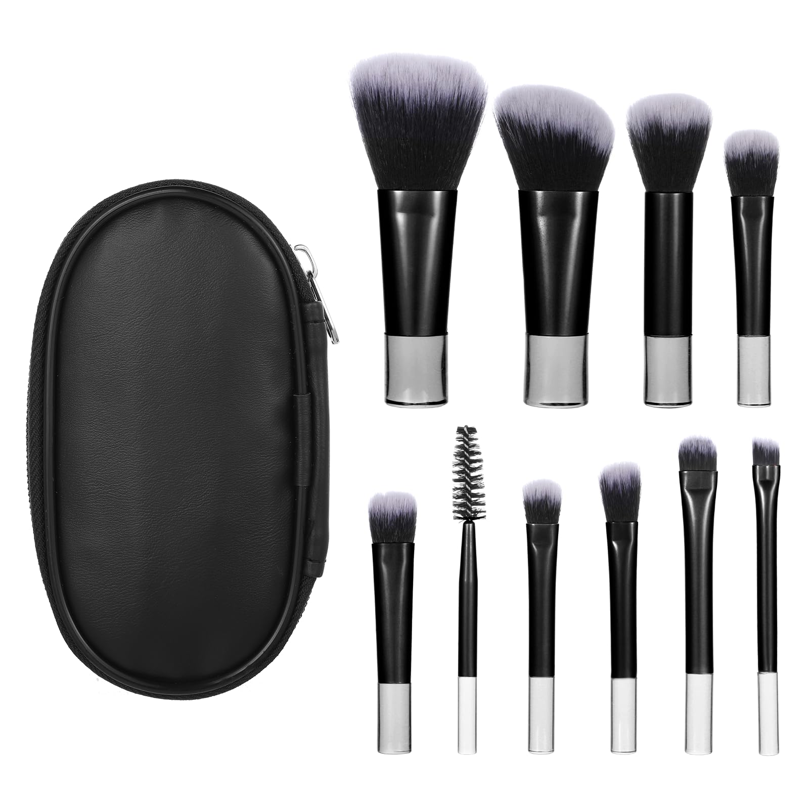 Photo 1 of 10 Pcs Mini Travel Makeup Brush Set With Pouch Black Portable Travel Size Makeup Brushes Professional Cosmetic Brush Travel Essentials kits for Brush Blush Powder Eye Shadow Women Girls