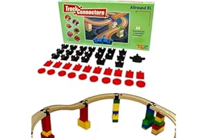 TOY2 Plastic Track Connectors for Wooden Train Set - 41 Compatible Train Connectors for Duplo & Brio Train Set Track Connectors Spare Parts for Wooden Train Track Set - Allround XL