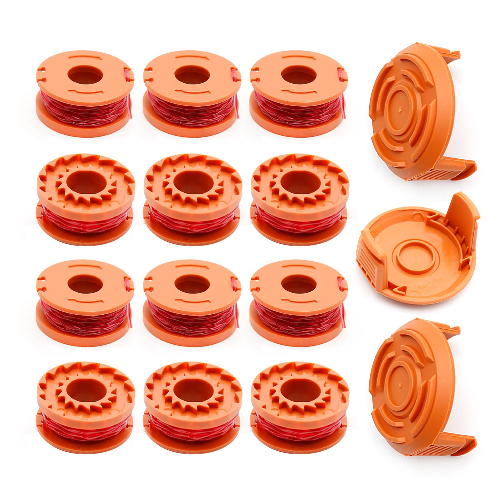 Hoypeyfiy WA0010 12pcs Trimmer Spool Lines Replacement for Worx WG180 WG163 WG175 Electric String Trimmers with 2 Caps, Auto Feed, 3m / 10ft 1.65mm / 0.065"