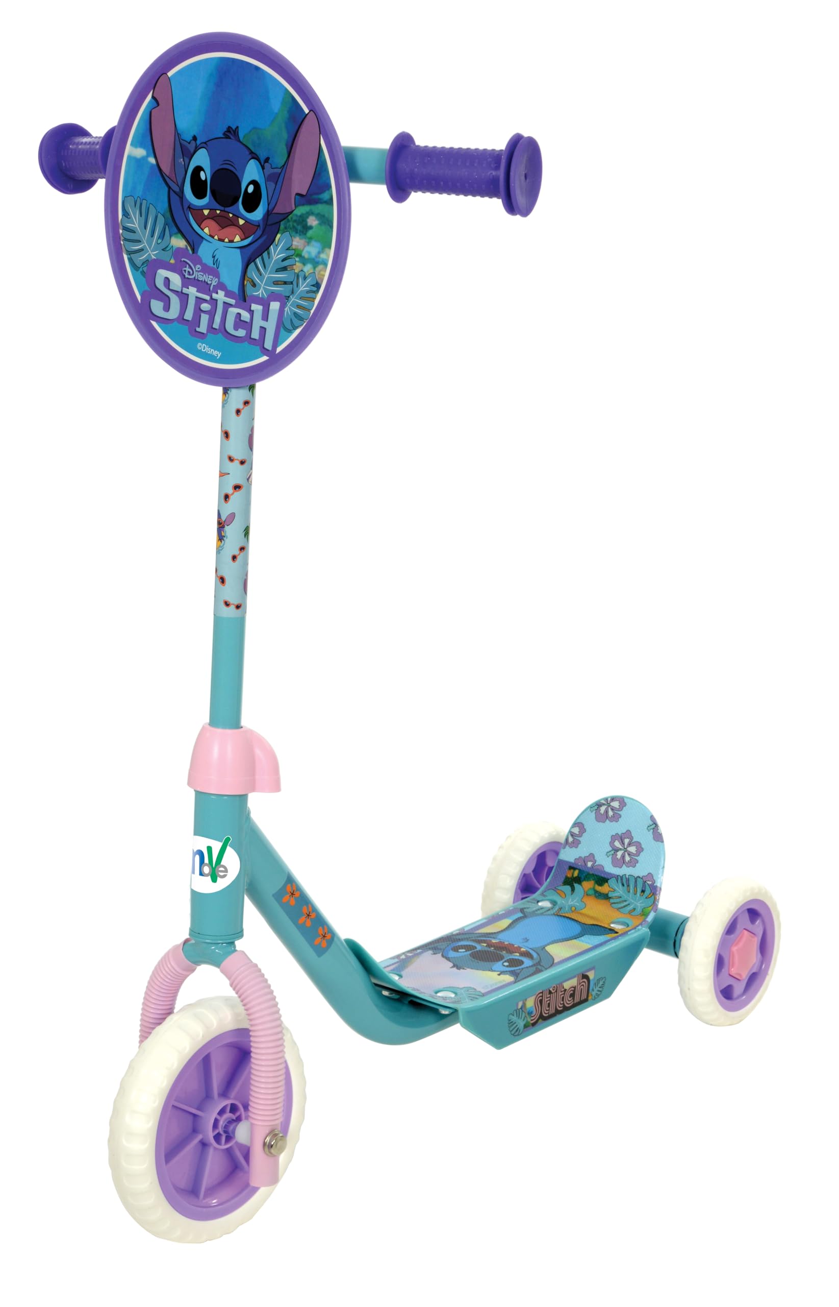 Stitch 3-Wheel Tri Scooter for Kids | Officially Licensed with Exciting Decals | Sturdy Steel Frame Puncture-Proof Tyres | Adjustable Handlebar Height | Age 3+ Years