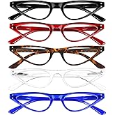 Yogo Vision Reading Glasses Blue Light Blocking Small Cateye Glasses for Women Readers Anti Glare Eyeglasses 5pk