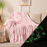 Lotus Karen Pink Bow Glow in The Dark Love Blanket Birthday Gifts for Girls 1 2 3 4 5 6 7 8 9 10 11 12 Kids Blanket with Heart Halloween Christmas Girl Gifts Ideas Cute Bedroom Decor(Pink Bow 50"×60"