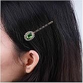 Allereyae Crystal Hair Pins Barrette Green Rhinestone Hair Clip Barrette Gold CZ Emerald Headpieces Decorative Head Clip Headwear Green Gemstone Barrette Hair Accessories for Women (Green)
