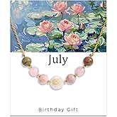 Pendlixy Birthstone Flower Necklace Handmade Month Colorful Crystal Stone Necklaces for Women Personalized Birthday Gift
