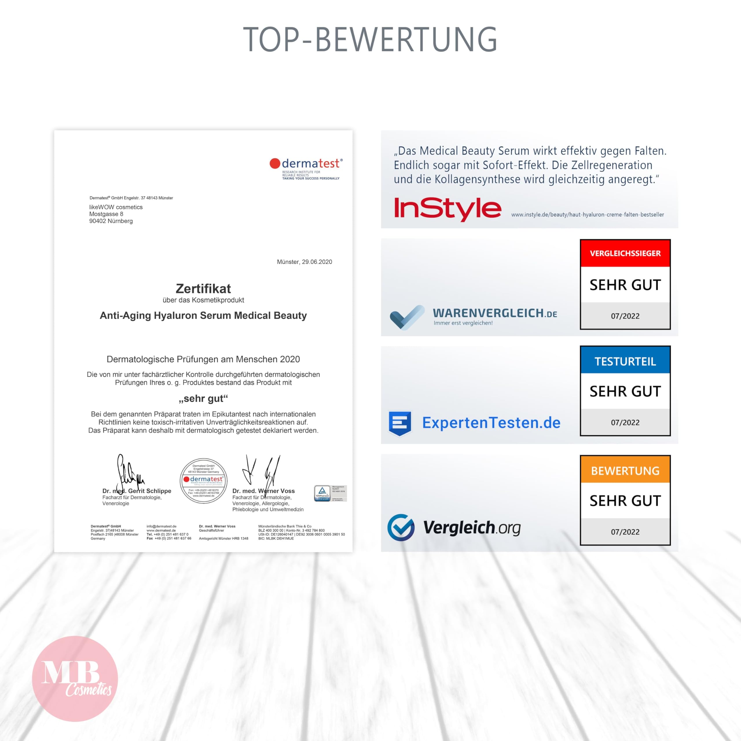 Hyaluron Serum hochdosiert 100ml - mit Anti Aging Booster Avocado-Ol, Peptiden und Vitamin E - vegane Anti-Falten Gesichtscreme für Augen, Hals und Dekollete mit quervernetzter Hyaluronsäure 7