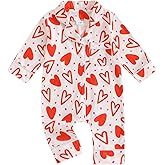 Balaflyie Baby Girl Button Down Pajamas Romper One-Piece Jumpsuit Long Sleeve Sleeper Infant Sleepwear