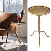 RattanView 1 Pcs Metal Martini Table Bronze Small Round Drink Table12.5 x 12.5 x 27.75 Inches Pedestal Iron Side Tables for S