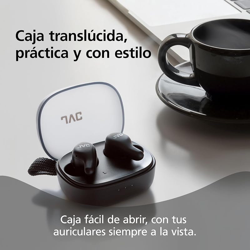 Gumy Premium Auriculares Bluetooth True Wireless con Cancelación de Ruido, Bluetooth 5.4, Modo Ambiente, Baja Latencia, 26h batería, Estuche Translúcido USB-C, Negro Oliva - HA-A23T-B