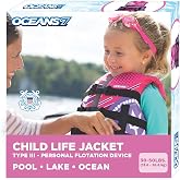 Aqua Oceans 7 Life Jacket for Kids - US Coast Guard Approved Life Vest for Infant, Child &amp; Youth Boys and Girls, Open-Side PFD for Boating, Swimming &amp; Water Sports