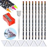 20 Pack Wax Pencil for Rhinestones Rhinestone Picker Tool 8 Self Adhesive Nail Art Gem Jewel Picker Tool 10 Rhinestone Trays Nail Tweezers and Pencil Sharpener for Manicure Art