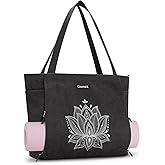 Gonex Yoga Mat Bag, Large Tote Bag with Multi Pockets for Women Men, Canvas Mat Carrier, Full Zipper Easy Access for Pilates Gym Travel