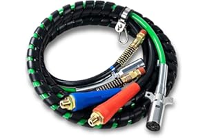 CABTHERLYN 15FT Air Line Hose 3-in-1 ABS & Power Airline Air Hose Kit for Semi Truck Tractor Trailer, 7 Way Plug Electrical Cord Cable and Rubber Air Lines Hose