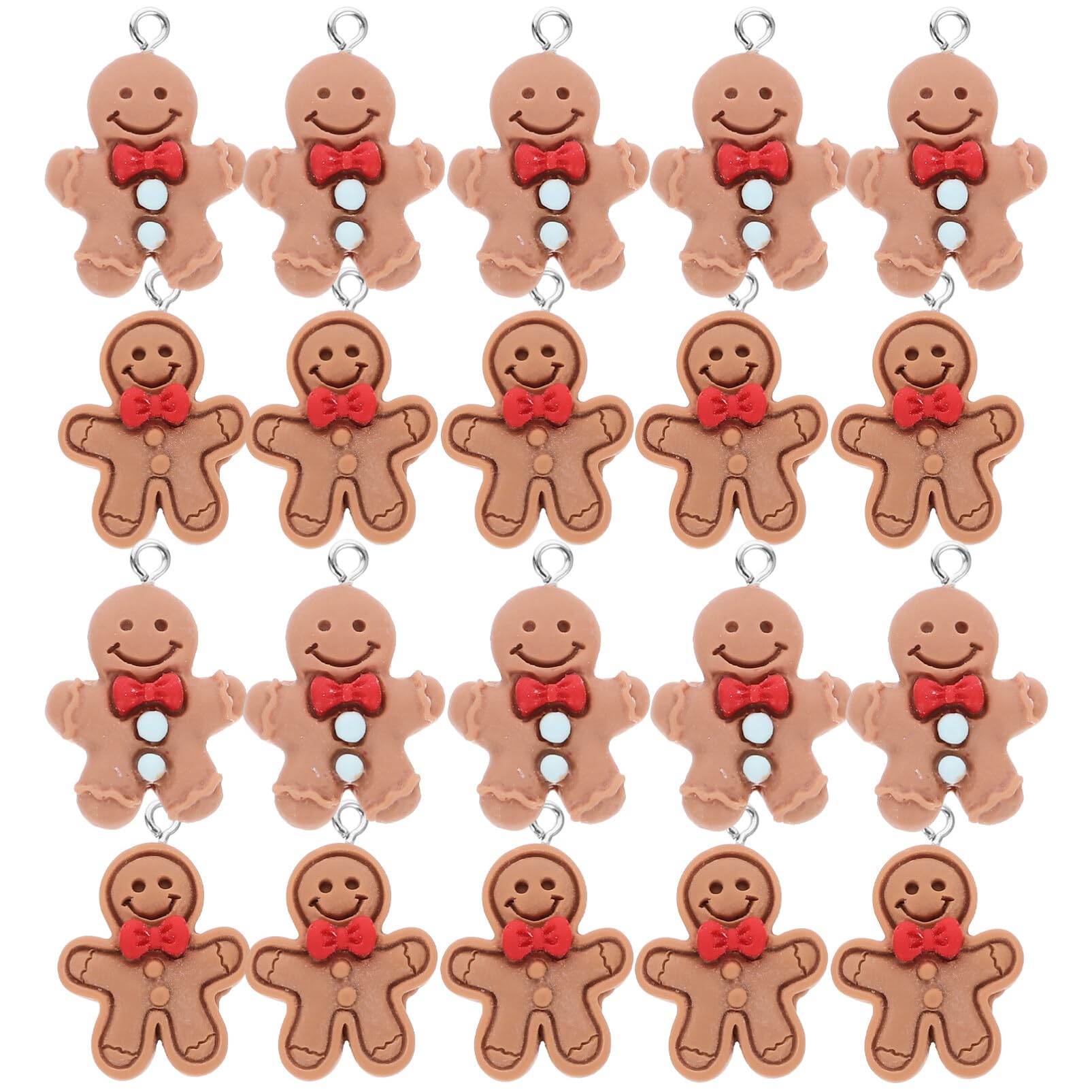 Amosfun 20pcs Christmas Gingerbread Man Charms for Jewelry Making, Gingerbread Man Pendant Charms for DIY Necklace Earring Bracelet Christmas Jewelry Making Accessory