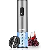 Electric Wine Opener, Battery Operated Wine Bottle Opener with Foil Cutter, One-click Button Corkscrew Remover for Home Kitchen Party Wedding