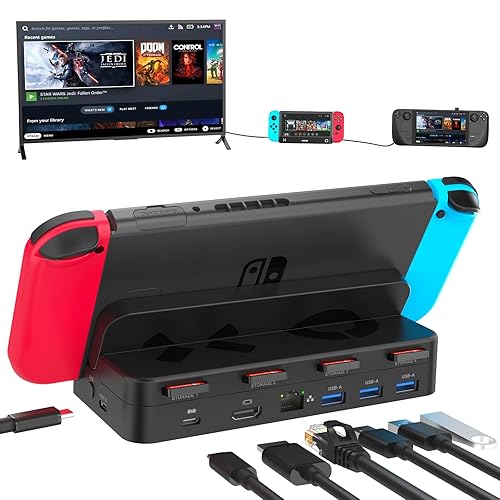 Unitek TV Dock Station for Nintendo Switch/Steam Deck 5-in-1 Docking  Station Adapter One-touch Switching with Game Card Storage Slot USB 