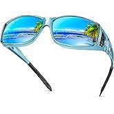 URUMQI Polarized Sunglasses Fit Over Glasses for Men Women, Wrap-around Driving Sunglasses 100% UV Protection