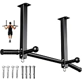 HWOOUSA 16" Ceiling Mount Pull Up Bar, Heavy Duty Steel Support 600 LBS | with Ball Finger &amp; Round Anchors, Multi-Grip Pullup Bar, Ceiling Beam for Home/Gym/Garage/Basement, Easy Installation