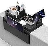 Couch Arm Cup Holder CLESOO Couch Arm Tray Anti-Slip Couch Cup Holder Silicone Sofa Armrest Tray Dual Side Pocket Couch Drink Holder Sofa Caddy Arm Remote Holder Snack Caddy with Phone Holder Black