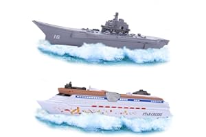 Crelloci 2PCS Aircraft Carrier Toy Cruise Ship with Lights and Sounds, Model Aircraft Carrier Navy Ship, Nautical Decorations Ocean Theme Party Supplies for Boys Gift Age 3-8 Collection