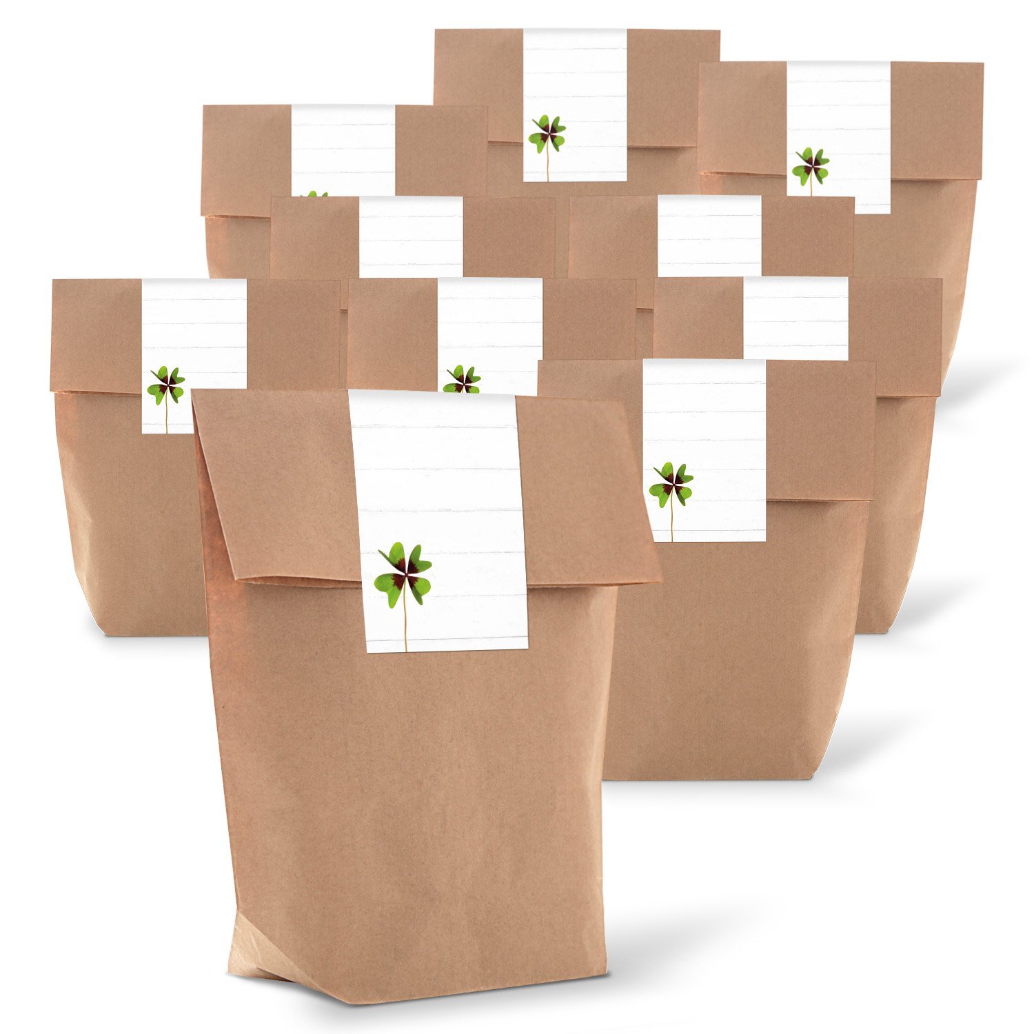 25 Small Brown Gift Bags Paper Bags Bags Kraft Paper Natural + Write On Decal Sticker Clover 14 x 22 x 5.6 cm Box Give-Aways Party Wedding Party White