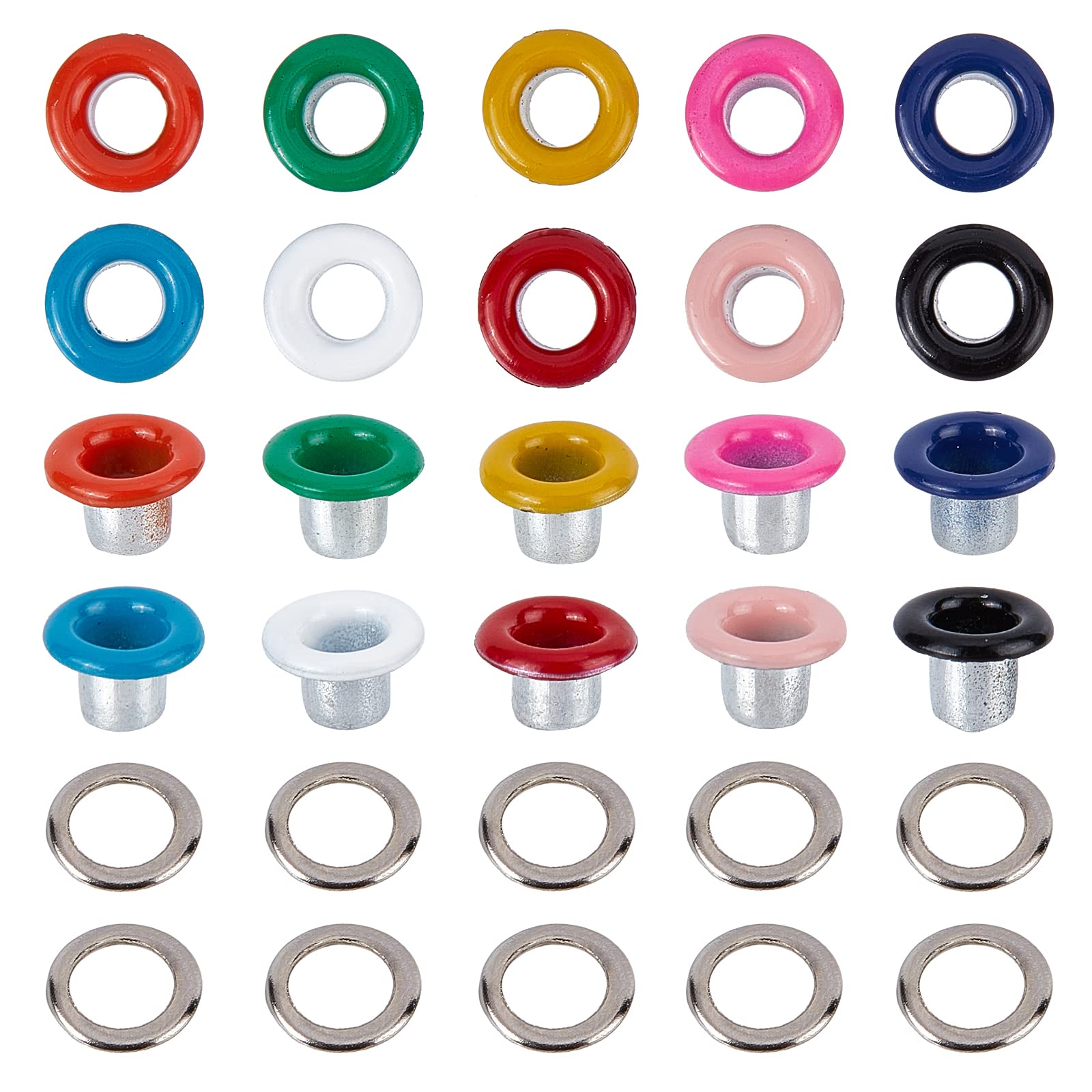 GORGECRAFT 200 Sets 10 Colors Eyelets And Grommets 3MM Hole Self Backing Eyelet Mini Crop A Dile Eyelets with Washers for Paper Crafting Bead Cores Clothes Leather Canvas