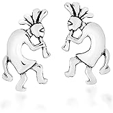 AeraVida Native American Style Kokopelli .925 Sterling Silver Stud Earrings | Native American Jewelry for Women | Kokopelli Gifts