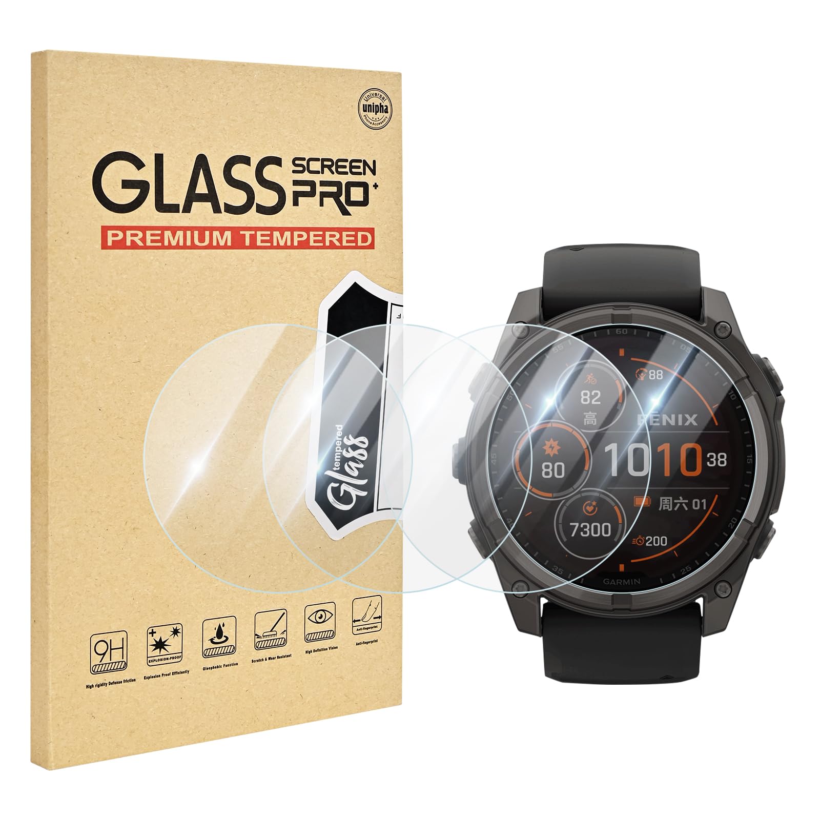 4 Pack Compatible for Garmin Fenix 8 Solar 47mm Screen Protector, HD Clear 9H Tempered Glass Watch Protective Film for Fenix 8 Solar Screen Protector 47mm, Anti-scratch & Sensitive Touch