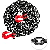 YATOINTO G80 Binder/Safety Chain 5/16 Inch x 10 Foot Transport Binder Chain with Clevis Grab Hooks 4,900 lbs Safe Working Load Logging Chain for Transporting Towing Tie Down Binding Equipment